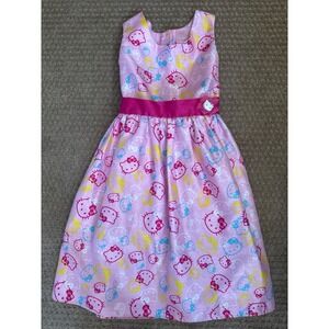 Hello Kitty Sanrio Girls Pink Character Print Party Dress Sash Size M 7/8 2013